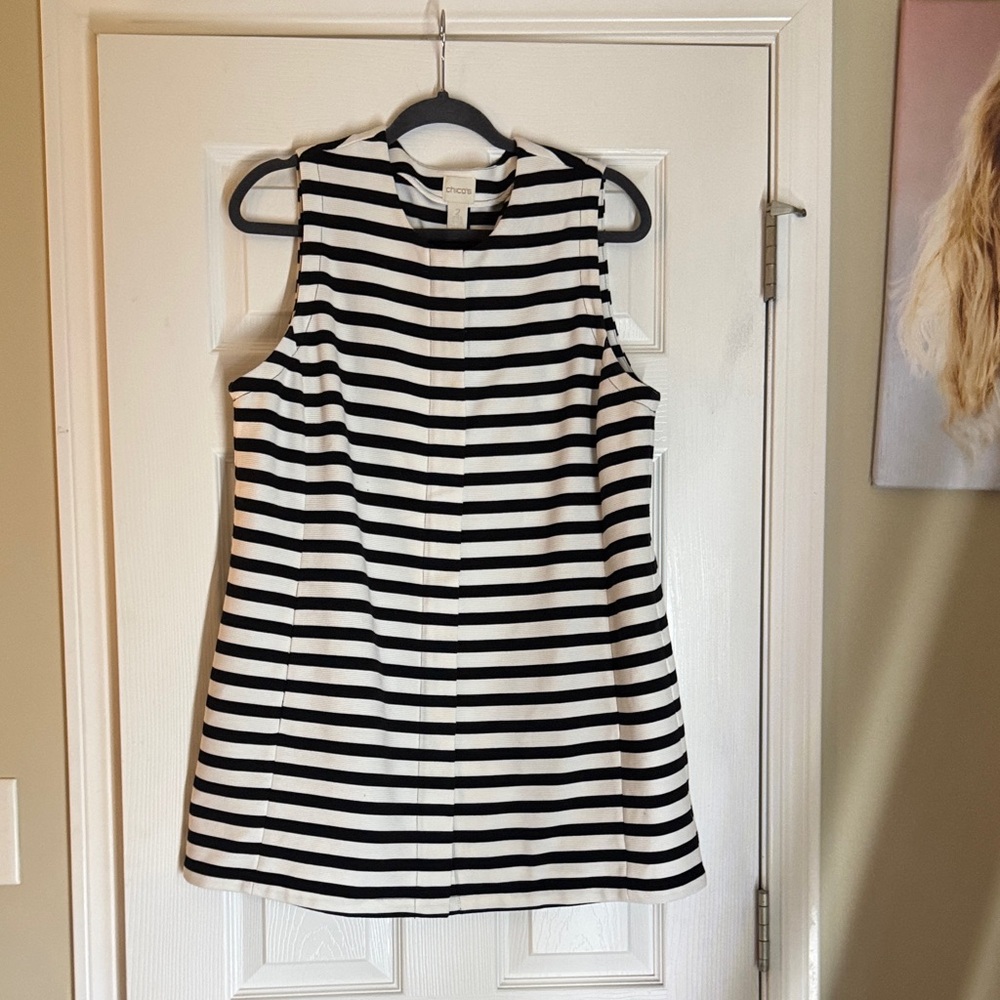 Chico's Black and White Striped Tunic